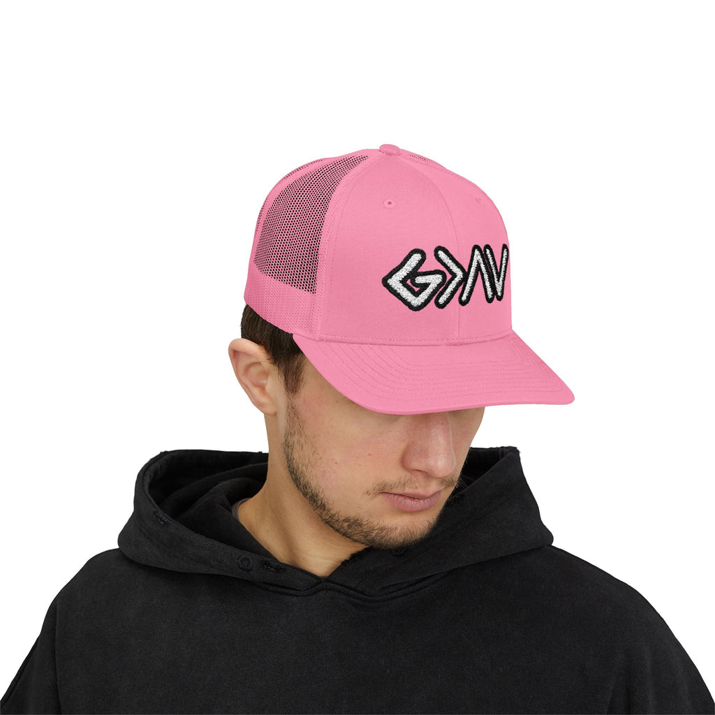 PR3PARED GOD>Ups & Downs Trucker Cap – Embroidered Snapback Mesh Hat
