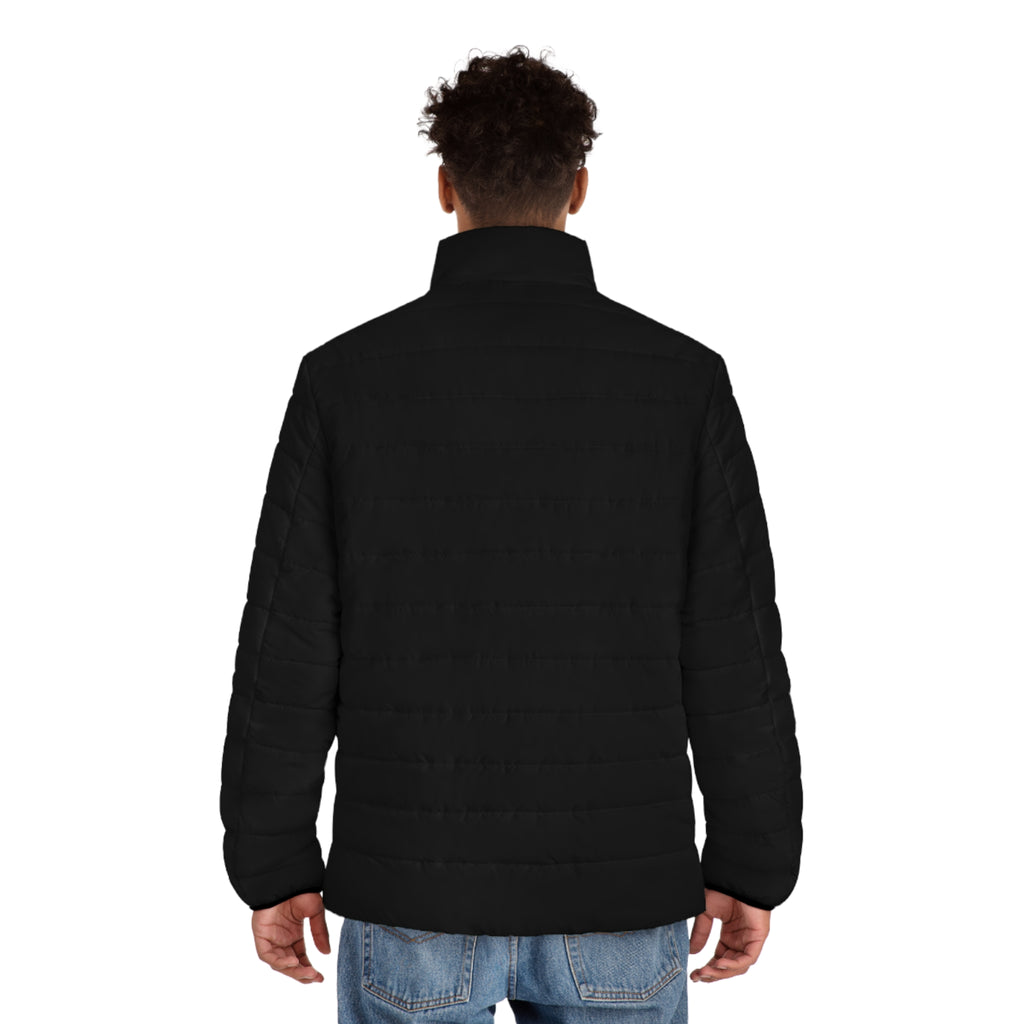 PR3PARED Black Puffer Jacket with Gold Crest Sleeve — Lightweight Quilted Coat