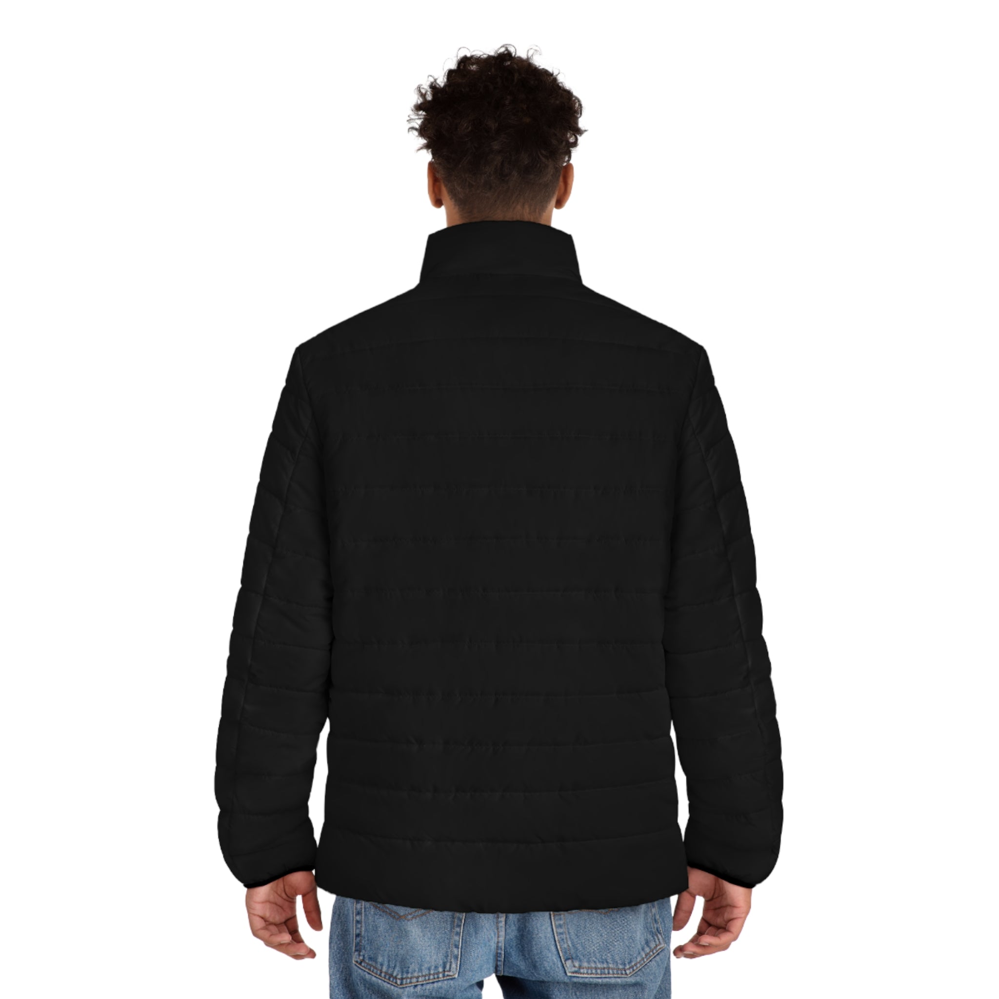PR3PARED Black Puffer Jacket with Gold Crest Sleeve — Lightweight Quilted Coat