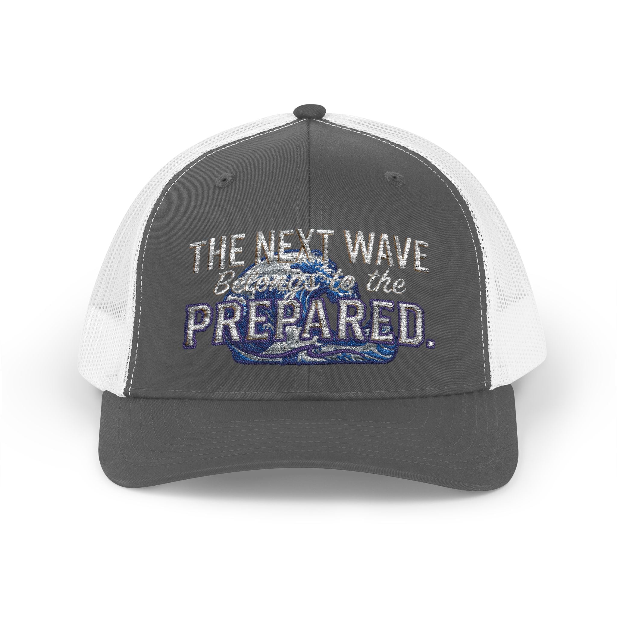 PR3PARED Snapback Embroidered Trucker Cap — 'The Next Wave Be Prepared' Ocean Patch Hat