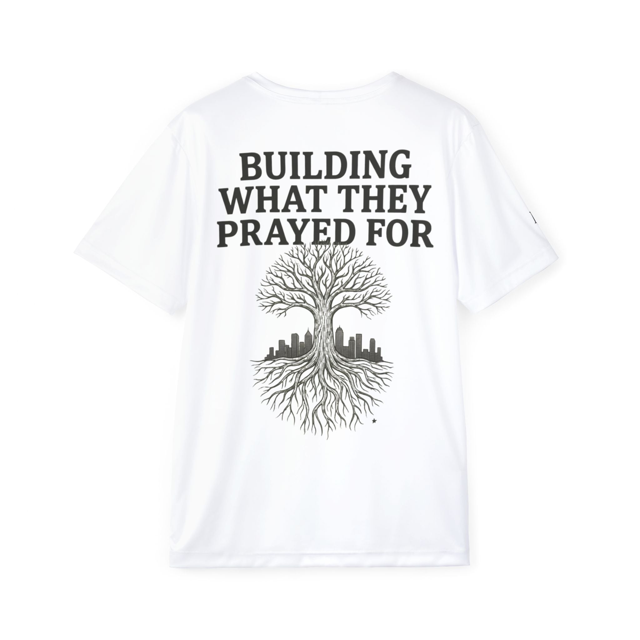PR3PARED Future Ancestor Athletic White Jersey Tee 2 — "Building What They Prayed For" Motivational Sports Tee 2