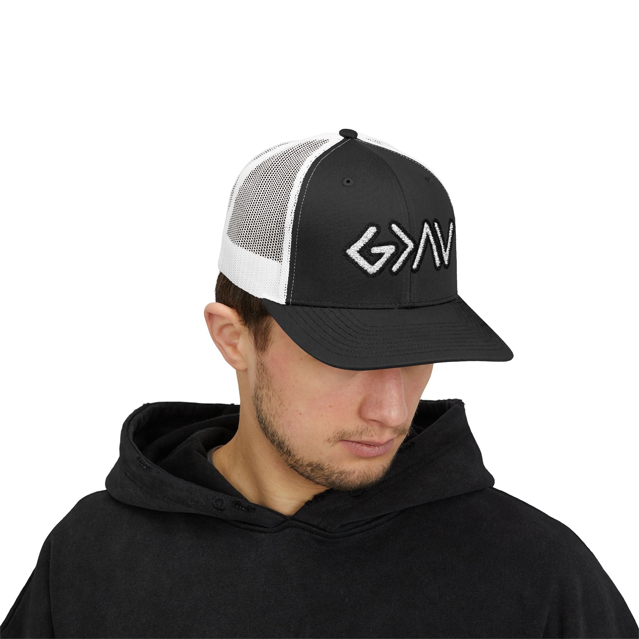 PR3PARED GOD>Ups & Downs Trucker Cap – Embroidered Snapback Mesh Hat