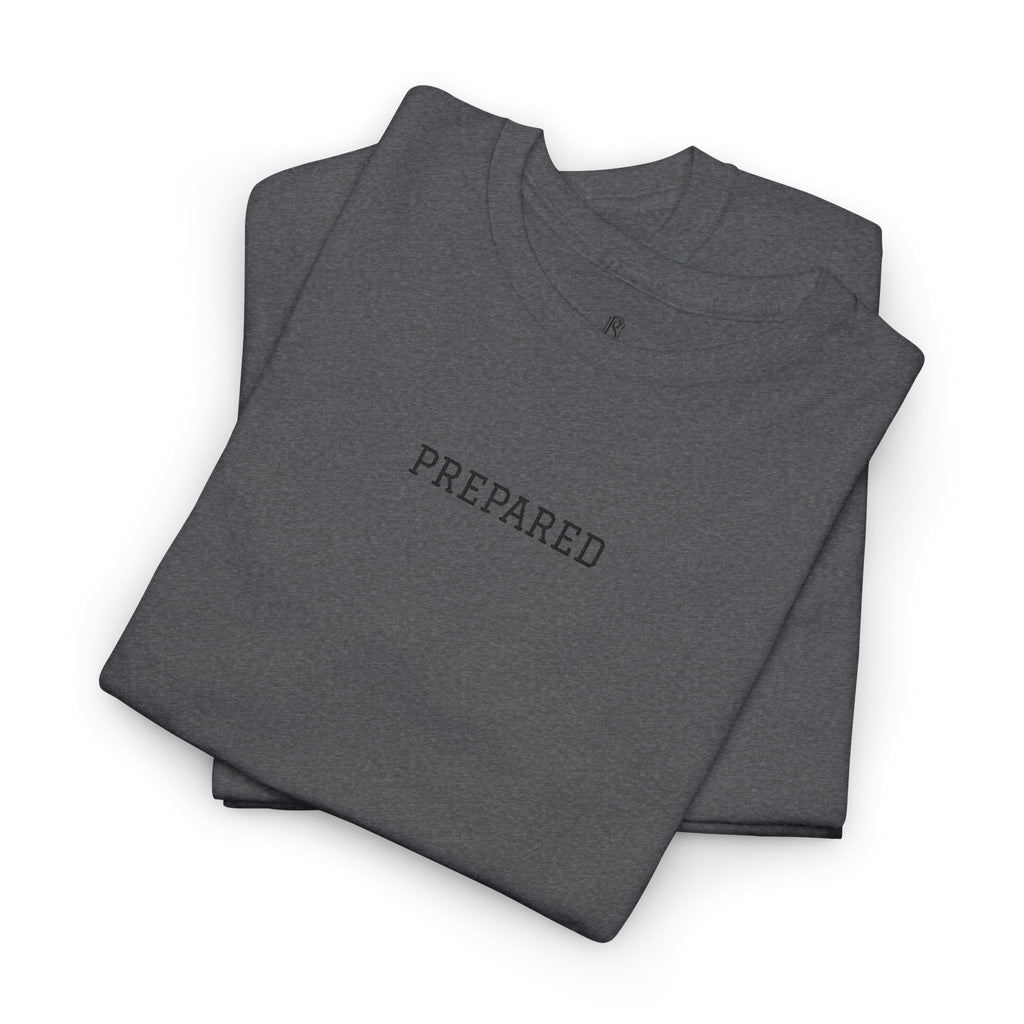 PR3PARED Graphic Embroidered Tee — Minimalist 'PREPARED' Text Shirt