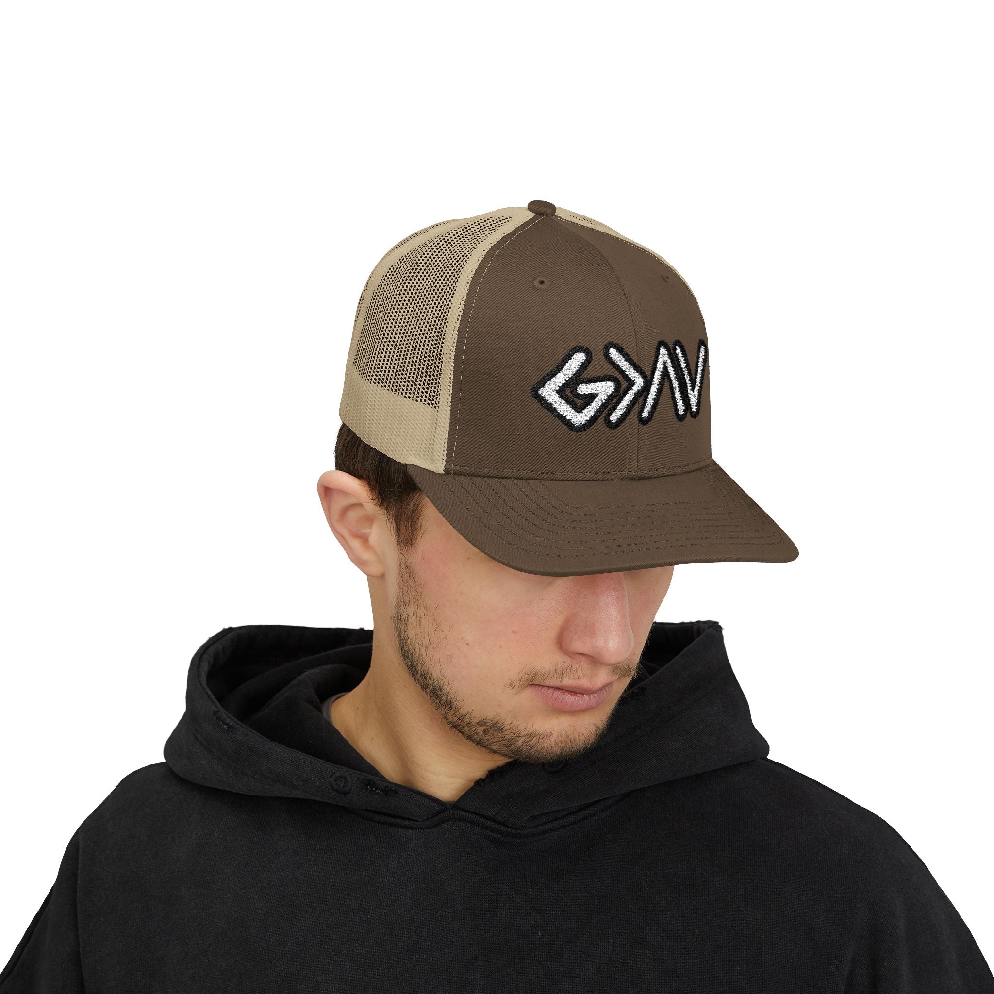 PR3PARED GOD>Ups & Downs Trucker Cap – Embroidered Snapback Mesh Hat