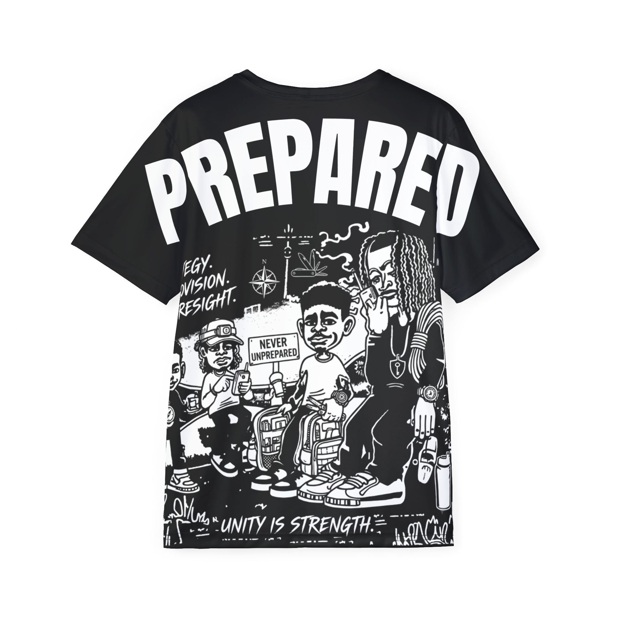 PR3PARED Graphic Sports Jersey Tee — Black All-Over Print Athletic Tee