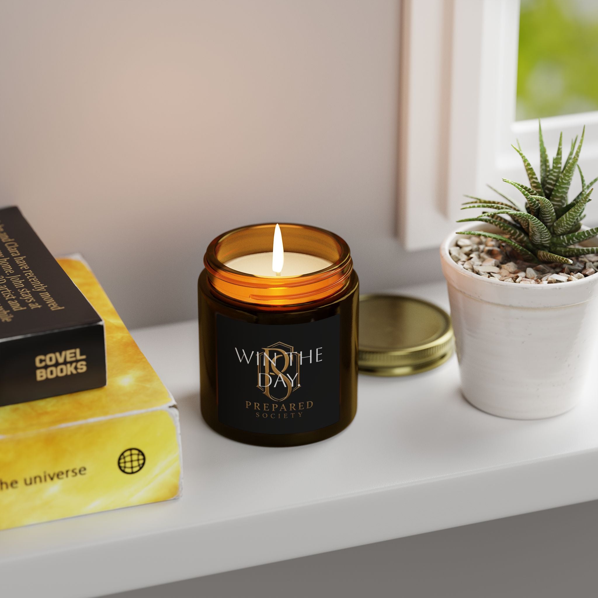 PR3PARED Coconut Apricot Scented Candle (4oz & 9oz) – 'Win the Day' Jar Candle