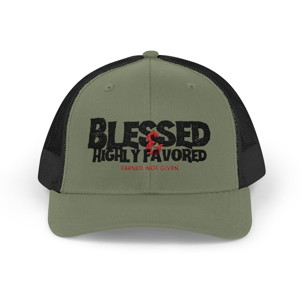 PR3PARED Embroidered Trucker Cap — "Blessed & Highly Favored" Embroidered Snapback