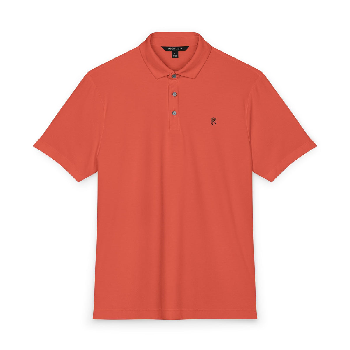 PR3PARED Mercer+Mettle Stretch Jersey Embroidered Polo — Minimal Monogram Chest Logo