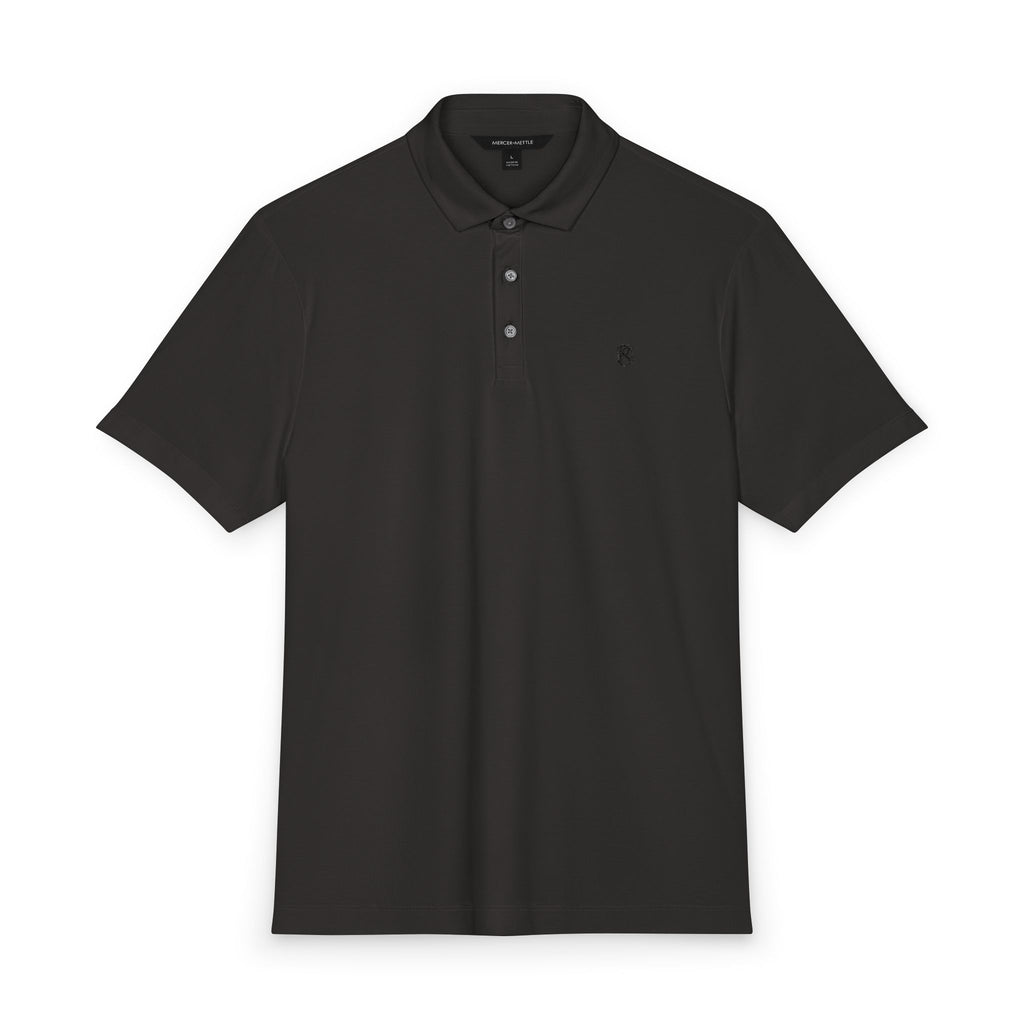 PR3PARED Mercer+Mettle Stretch Jersey Embroidered Polo — Minimal Monogram Chest Logo