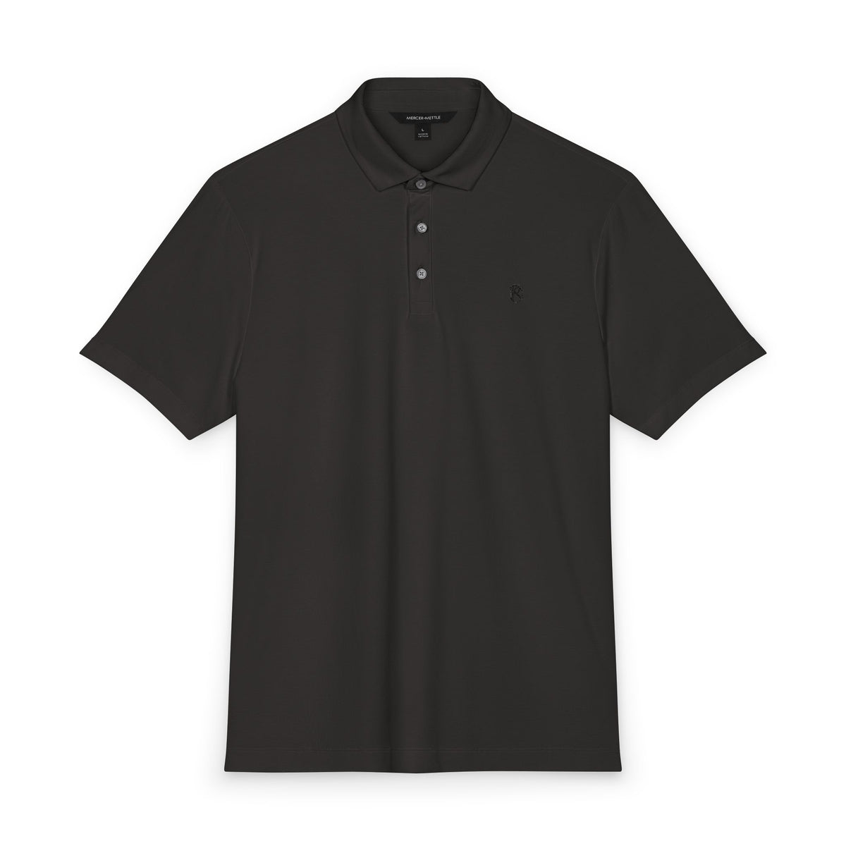 PR3PARED Mercer+Mettle Stretch Jersey Embroidered Polo — Minimal Monogram Chest Logo